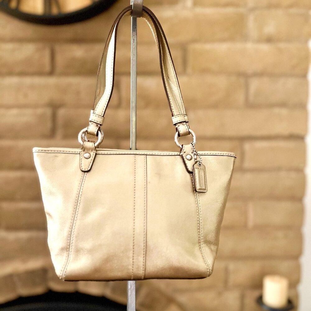 COACH-Gorgeous Mini Tote in Shimmery Gold